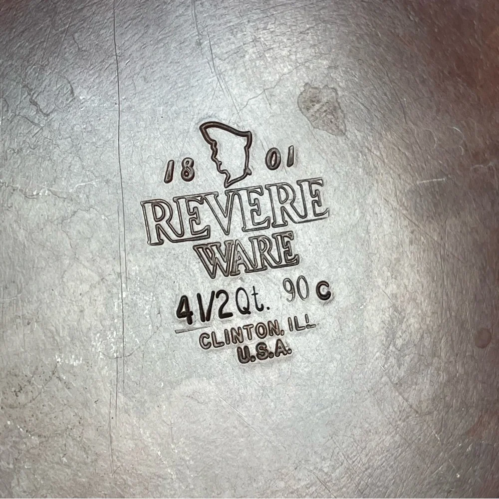 Vintage REVERE WARE Copper Clad 4 1/2 Qt Dutch Pot